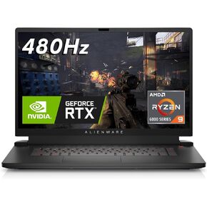 لاب توب Alienware M17R5 للألعاب - شاشة 17.3 بوصة FHD 480 هرتز، AMD Ryzen 9-6900HX، ذاكرة وصول عشوائي DDR5 سعة 32 جيجابايت، SSD 1 تيرابايت، NVIDIA GeForce RTX 3080 GDDR6، نظام التشغيل Windows 11 Home، دعم لمدة عام - الجانب المظلم من القمر، أسود