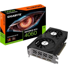 جيجابايت بطاقة رسومات جيفورس RTX 4060 ويندفورس OC 8G، مروحتان ويندفورس، 8GB 128-bit GDDR6، بطاقة فيديو GV-N4060WF2OC-8GD in Saudi Arabia