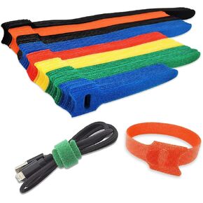 اربطة كيبلات قابلة لاعادة الاستخدام بشريط فيلكرو 4 6 8 10 انش، 80 قطعة 6 الوان، اشرطة اسلاك قابلة للتعديل لادارة الكيبلات للمكتب والمنزل والمكتب وورشة العمل والحديقة، متعددة الالوان in Kuwait