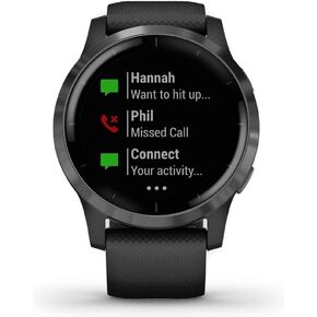 ساعة ذكية للياقة البدنية Garmin 010-N2174-11 Vivoactive 4 Black with Slate Hardware GPS Fitness (مجددة) in Kuwait