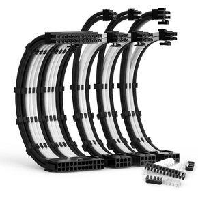 PSU Cable Extension Kit with Two Sets of Cable Combs 1x24Pin/1x8Pin(4+4) EPS/2x8Pin(6P+2P) PCI-E/ 30CM Length,PC Sleeved Cable for ATX Power Supply(Black) in Kuwait