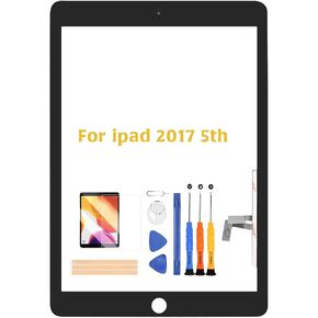 for iPad 5 9.7" 2017 A1822 A1823/ iPad Air 1st A1474 A1475 A1476 Touch Screen Replacement Parts（No Home Button） Front Glass Panel（No LCD） with Repair Kits & Screen Protector (Black) in Kuwait