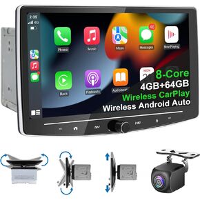 IYING Android Single Din Car Stereo Wireless CarPlay Android Auto 8 Core 2G+32G Detachable 10 Inch Touch Screen Car Radio Bluetooth AM FM GPS Navigation WiFi Car Audio Receiver with Backup Camera 1Din