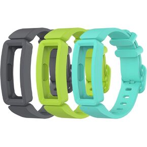 EEweca 3-Pack Bands متوافقة مع حزام بديل Fitbit Ace 2 للأطفال (رمادي، أخضر، أزرق مخضر) in Saudi Arabia