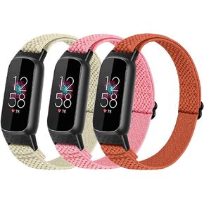 TumpCez 3 عبوات من أحزمة النايلون القابلة للتعديل بحلقة منفردة متوافقة مع إصدار خاص من Fitbit Luxe/Luxe، سوار معصم بديل رياضي مرن مريح وقابل للتنفس للنساء والرجال