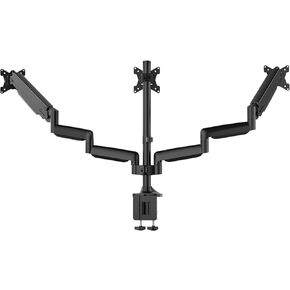 UPGRAVITY Triple Monitor Stand, 3 Monitor Desk Mount for Three Flat/Curved Computer Screens up to 32", Heavy-Duty Double C-Clamp Base, Fully Adjustable Gas Spring Monitor Arms Hold up to 30.9lbs Each