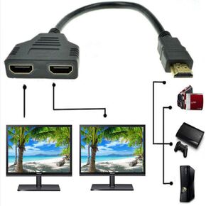 HDMI Splitter Adapter Cable HDMI Male to Dual HDMI Female 1 to 2 Way, Support Two TVs at The Same Time, Signal One in, Two Out in Saudi Arabia
