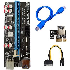 رافع PCIE ، رافع GPU ، PCI-E بطاقة Riser PCIe 1x إلى 16x USB 3.0 كبل بيانات التعدين البيتكوين ، بطاقة محول يعمل بالطاقة، بطاقة مهايئ يعمل بنظام التعدين GPU in Kuwait