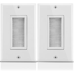 Fosmon 1-Gang Brush Style Passthrough Low Voltage Wall Plate - 5 Pack | Single Gang In-Wall Installation Faceplate Insert for Speaker Wires, Coaxial Cables, HDMI, or Network Phone Cord Routing in Saudi Arabia