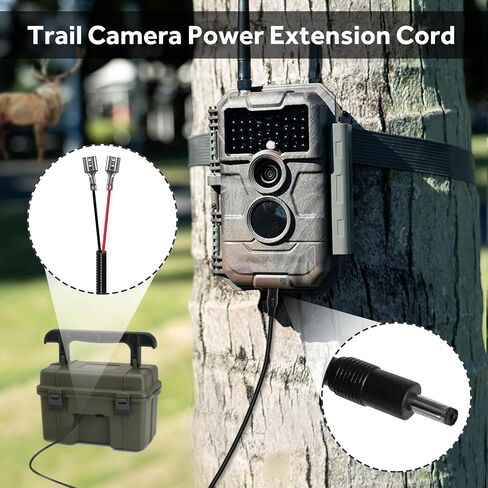 Durable Chew-Resistant Power Cable for Trail Cameras, Compatible with Tactacam Reveal X XB SK, Wise Eye,Covert Cameras, Snyper, etc. 4.0x1.7mm DC Plug to Alligator Clips, 79" in Saudi Arabia