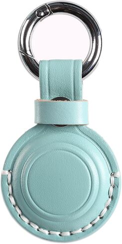 KEEPXYZ Genuine Leather Airtag Holder Suitable for Apple Airtag Keychain Leather, Small Air Tag Holder with Key Rings, Protective Airtag Case Cover Accessories - Cyan V1.0 in Saudi Arabia