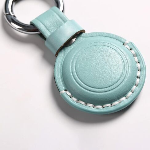 KEEPXYZ Genuine Leather Airtag Holder Suitable for Apple Airtag Keychain Leather, Small Air Tag Holder with Key Rings, Protective Airtag Case Cover Accessories - Cyan V1.0 in Saudi Arabia
