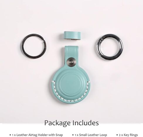 KEEPXYZ Genuine Leather Airtag Holder Suitable for Apple Airtag Keychain Leather, Small Air Tag Holder with Key Rings, Protective Airtag Case Cover Accessories - Cyan V1.0 in Saudi Arabia