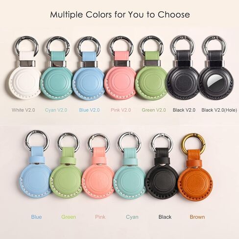 KEEPXYZ Genuine Leather Airtag Holder Suitable for Apple Airtag Keychain Leather, Small Air Tag Holder with Key Rings, Protective Airtag Case Cover Accessories - Cyan V1.0 in Saudi Arabia