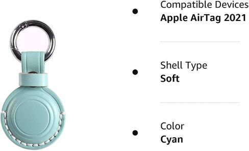 KEEPXYZ Genuine Leather Airtag Holder Suitable for Apple Airtag Keychain Leather, Small Air Tag Holder with Key Rings, Protective Airtag Case Cover Accessories - Cyan V1.0 in Saudi Arabia