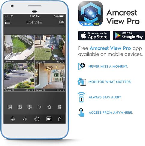 Amcrest 5MP Turret POE Camera, UltraHD Outdoor IP Camera POE with Mic/Audio, 5-Megapixel Security Surveillance Cameras, 98ft NightVision, 132° FOV, MicroSD (256GB), (IP5M-T1179EW-AI-V3) in Kuwait