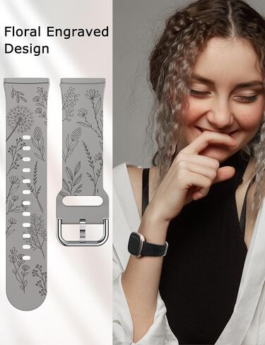 Minyee 3 Packs Floral Engraved Band Compatible with Fitbit Versa 4/Versa 3/Sense 2/Sense Band Women, Cute Soft Silicone Dandelion Flower Pattern Sport Designer Fancy Summer Strap for Versa 4 in Kuwait