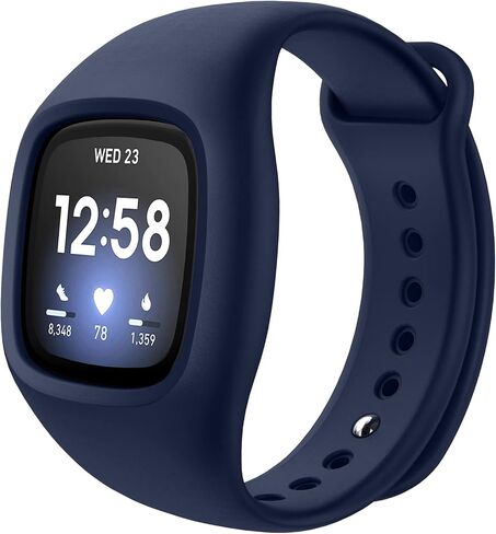 SURITCH Band Compatible with Fitbit Versa 3/Fitbit Sense bands with case,Soft Silicone Protective Case with Strap for Sport Wristbands women men (Black) in Saudi Arabia