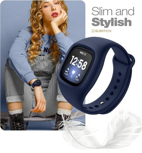 SURITCH Band Compatible with Fitbit Versa 3/Fitbit Sense bands with case,Soft Silicone Protective Case with Strap for Sport Wristbands women men (Black) in Saudi Arabia