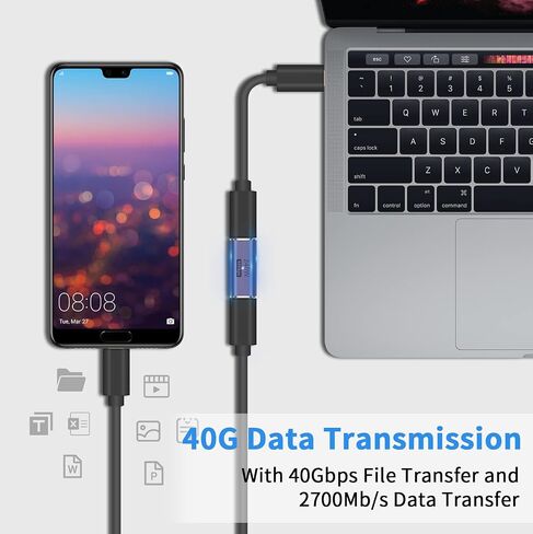 محول موسع Poyiccot USB C بسرعة 40 جيجابت في الثانية، 2 حزمة USB C ذكر إلى أنثى محول تمديد 8K@60 هرتز، USB C PD 100W نوع C موسع يدعم USB 4 Thunderbolt 4 موصل لجهاز MacBook Pro، محطة إرساء in Kuwait