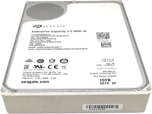 سعة مؤسسة سيجيت | ST10000NM0016 | محركات أقراص ثابتة سعة 10 تيرابايت بسرعة 7200 دورة في الدقيقة SATA بسرعة 6.0 جيجابت/ثانية وذاكرة تخزين مؤقت سعة 256 ميجابايت Hyperscale 512e مقاس 3.5 بوصات (متجددة) in Saudi Arabia