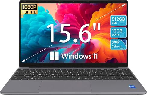 ApoloSign 15.6'' Laptop, 12GB RAM 512GB SSD, Windows 11 Laptop Computer, Intel Jasper Lake N5095(up to 2.8GHz), FHD IPS Display, Ultra Slim, Mini-HDMI in Saudi Arabia