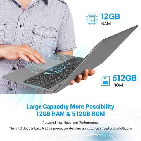 ApoloSign 15.6'' Laptop, 12GB RAM 512GB SSD, Windows 11 Laptop Computer, Intel Jasper Lake N5095(up to 2.8GHz), FHD IPS Display, Ultra Slim, Mini-HDMI in Saudi Arabia