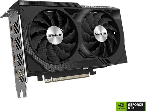 جيجابايت بطاقة رسومات جيفورس RTX 4060 ويندفورس OC 8G، مروحتان ويندفورس، 8GB 128-bit GDDR6، بطاقة فيديو GV-N4060WF2OC-8GD in Saudi Arabia