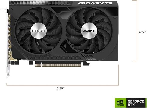 جيجابايت بطاقة رسومات جيفورس RTX 4060 ويندفورس OC 8G، مروحتان ويندفورس، 8GB 128-bit GDDR6، بطاقة فيديو GV-N4060WF2OC-8GD in Saudi Arabia