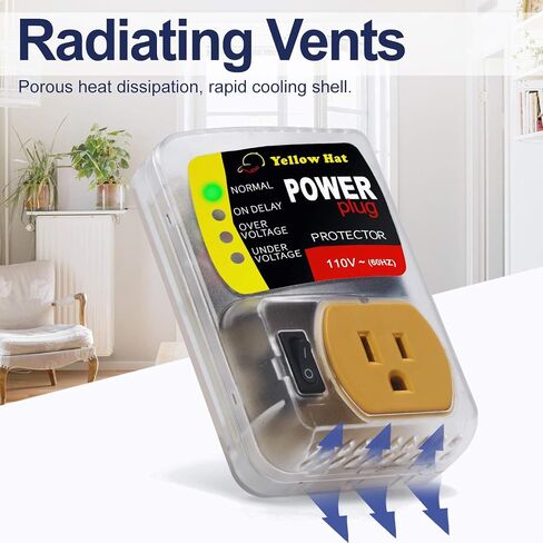 Surge Protector,Voltage Protector for Home Appliance 110V 15A 2200W 1 Pack | Multi Function, Indicator Light, Plug with Protection Wall Mount, Power Suppressor for Refrigerator/TV/PC in Kuwait