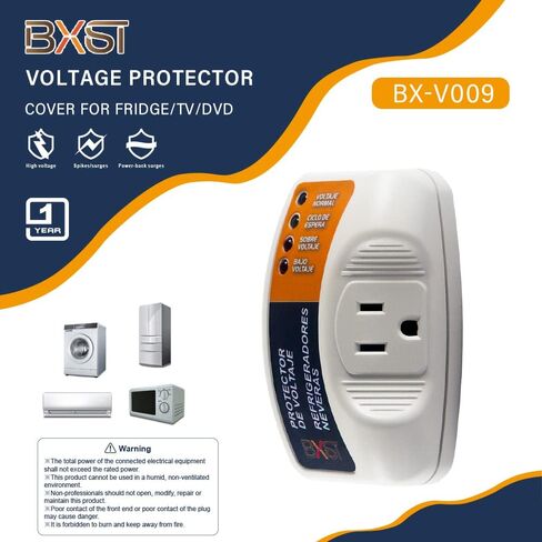 BXST واقي التيار 220 فولت للثلاجات، واقي جهد منفذ واحد 20 أمبير 4400 واط للأجهزة المنزلية الرئيسية مع تأخير 3 أمتار، جهد سفلي قابل للتعديل، مفتاح تشغيل/إيقاف، 140 جول in Kuwait