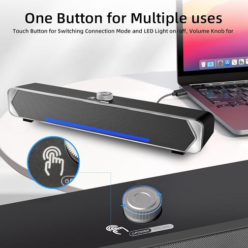 MARBOO Computer Speakers for Desktop Monitors，Bluetooth Computer Soundbar，High-Fidelity Stereo Sound，USB-Powered bar Speaker，Suitable for Desktop Computers, laptops, Tablets and Smartphones. in Kuwait