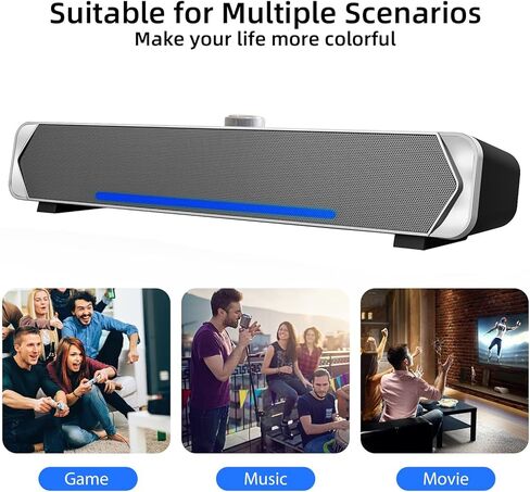 MARBOO Computer Speakers for Desktop Monitors，Bluetooth Computer Soundbar，High-Fidelity Stereo Sound，USB-Powered bar Speaker，Suitable for Desktop Computers, laptops, Tablets and Smartphones. in Kuwait