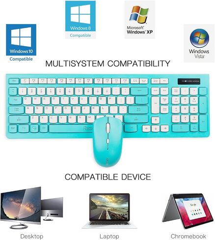 Wireless Keyboard and Mouse Combo Silent for Office and Home(Purple) | 2.4G Full Size Silent Cordless Keyboard with Tilt Legs,3-Level DPI Quiet Mouse,for Windows/Mac OS/Desktop/Laptop/PC in Kuwait
