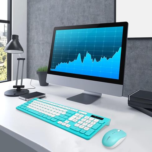 Wireless Keyboard and Mouse Combo Silent for Office and Home(Purple) | 2.4G Full Size Silent Cordless Keyboard with Tilt Legs,3-Level DPI Quiet Mouse,for Windows/Mac OS/Desktop/Laptop/PC in Kuwait