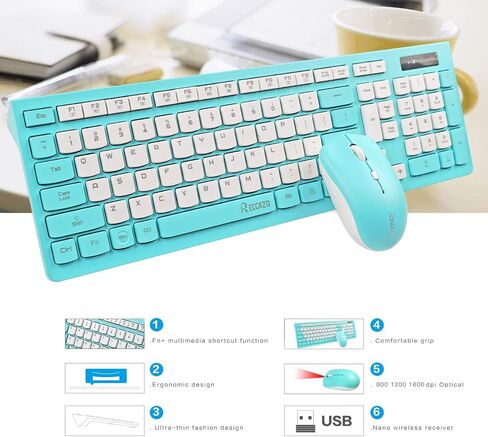 Wireless Keyboard and Mouse Combo Silent for Office and Home(Purple) | 2.4G Full Size Silent Cordless Keyboard with Tilt Legs,3-Level DPI Quiet Mouse,for Windows/Mac OS/Desktop/Laptop/PC in Kuwait