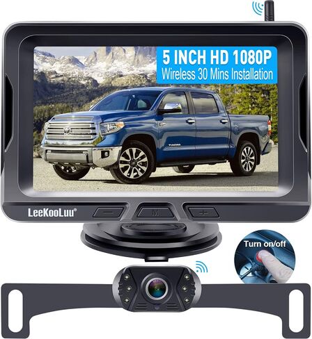 LeeKooLuu Wireless Backup Camera 5 Inch Rear View Monitor Kit HD 1080P Bluetooth Reverse Cameras for Truck Car Van Camper Two Channels Waterproof Night Vision DIY Parking Guide Lines LK2 in Saudi Arabia