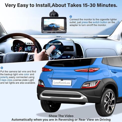 LeeKooLuu Wireless Backup Camera 5 Inch Rear View Monitor Kit HD 1080P Bluetooth Reverse Cameras for Truck Car Van Camper Two Channels Waterproof Night Vision DIY Parking Guide Lines LK2 in Saudi Arabia
