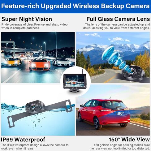 LeeKooLuu Wireless Backup Camera 5 Inch Rear View Monitor Kit HD 1080P Bluetooth Reverse Cameras for Truck Car Van Camper Two Channels Waterproof Night Vision DIY Parking Guide Lines LK2 in Saudi Arabia
