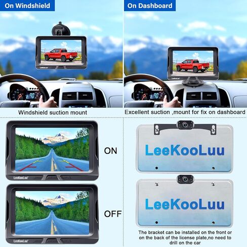 LeeKooLuu Wireless Backup Camera 5 Inch Rear View Monitor Kit HD 1080P Bluetooth Reverse Cameras for Truck Car Van Camper Two Channels Waterproof Night Vision DIY Parking Guide Lines LK2 in Saudi Arabia