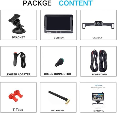 LeeKooLuu Wireless Backup Camera 5 Inch Rear View Monitor Kit HD 1080P Bluetooth Reverse Cameras for Truck Car Van Camper Two Channels Waterproof Night Vision DIY Parking Guide Lines LK2 in Saudi Arabia