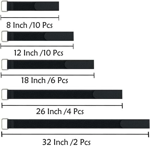 مجموعة اربطة كيبلات قابلة لاعادة الاستخدام مكونة من 32 قطعة (8 انش - 12 انش - 18 انش - 26 انش - 32 انش)، اشرطة تثبيت بخطاف متعددة الاغراض قابلة للتعديل مع مشبك معدني للحفاظ على الاسلاك منظمة ومرتبة in Kuwait