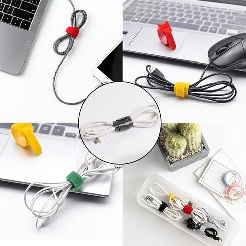 اربطة كيبلات قابلة لاعادة الاستخدام بشريط فيلكرو 4 6 8 10 انش، 80 قطعة 6 الوان، اشرطة اسلاك قابلة للتعديل لادارة الكيبلات للمكتب والمنزل والمكتب وورشة العمل والحديقة، متعددة الالوان in Kuwait