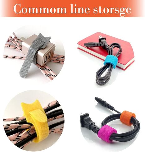 اربطة كيبلات قابلة لاعادة الاستخدام بشريط فيلكرو 4 6 8 10 انش، 80 قطعة 6 الوان، اشرطة اسلاك قابلة للتعديل لادارة الكيبلات للمكتب والمنزل والمكتب وورشة العمل والحديقة، متعددة الالوان in Kuwait