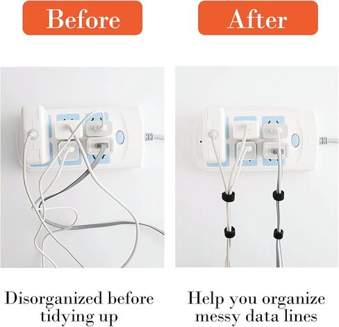 اربطة كيبلات قابلة لاعادة الاستخدام بشريط فيلكرو 4 6 8 10 انش، 80 قطعة 6 الوان، اشرطة اسلاك قابلة للتعديل لادارة الكيبلات للمكتب والمنزل والمكتب وورشة العمل والحديقة، متعددة الالوان in Kuwait