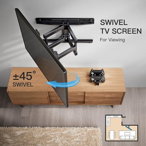 TV Wall Mount Full Motion Articulating Swivel Extension for Most 26-65 Inch Flat Curved TVs with Max VESA 400x400mm up to 88lbs, Wall Mount TV Bracket fits 12,16 inch Wood Stud by Pipishell in Saudi Arabia