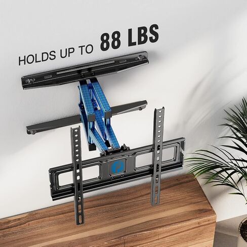 TV Wall Mount Full Motion Articulating Swivel Extension for Most 26-65 Inch Flat Curved TVs with Max VESA 400x400mm up to 88lbs, Wall Mount TV Bracket fits 12,16 inch Wood Stud by Pipishell in Saudi Arabia