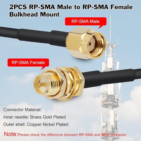 BLTIATLE WiFi Antenna Extension Cable 10FT 2 Pack RP-SMA Male/Female Connectors Type 100 Coaxial Cable for WiFi Router Wireless Network Card Adapternot, Not for TV (Equivalent LMR100 coaxial Cable) in Kuwait