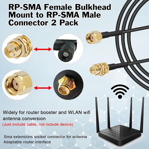 BLTIATLE WiFi Antenna Extension Cable 10FT 2 Pack RP-SMA Male/Female Connectors Type 100 Coaxial Cable for WiFi Router Wireless Network Card Adapternot, Not for TV (Equivalent LMR100 coaxial Cable) in Kuwait