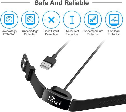 كابل شاحن مكون من قطعتين لساعة Fitbit Inspire HR وFitbit Inspire الذكية، سلك شاحن USB بديل لـ Fitbit Inspire/Fitbit Inspire HR (3.3 قدم/0.5 قدم) in Kuwait